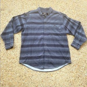 Like New Men’s Woolrich Striped Flannel Gray Shirt Size XL